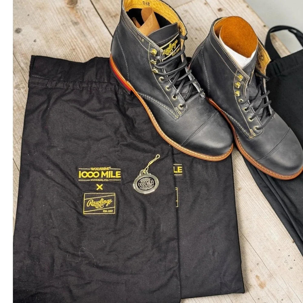Wolverine 1000 Mile Rawlings Boots Mens 11 Black Gold Glove Leather W08012 NEW‎